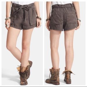 Free People Gray Tencel Paper Bag Tie Shorts 10